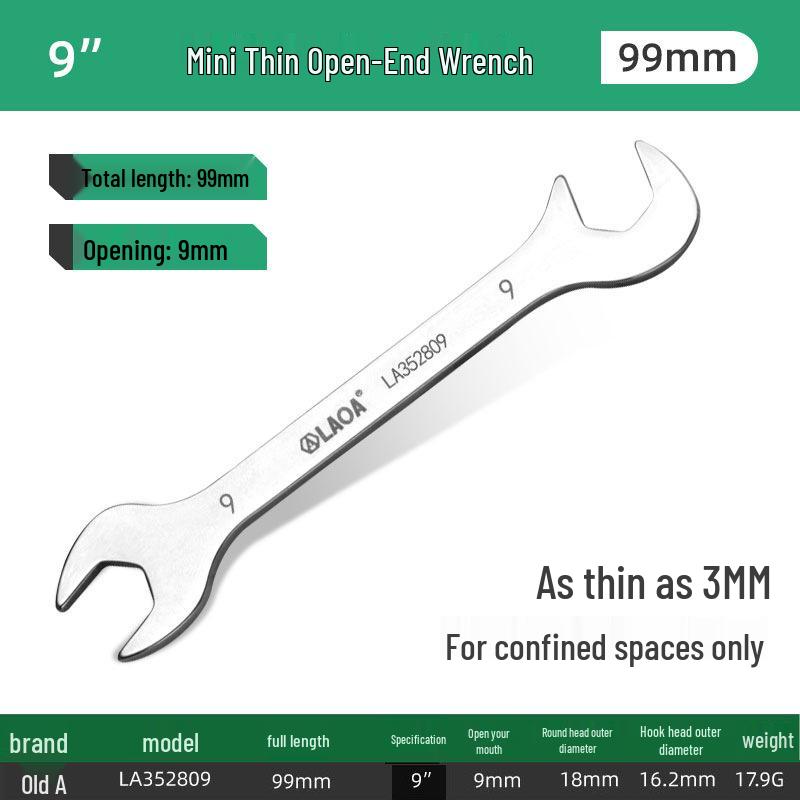 Stainless Steel 3mm Ultra-Thin Open-End/Box-End Double-Headed Mini Combination Wrench Set
