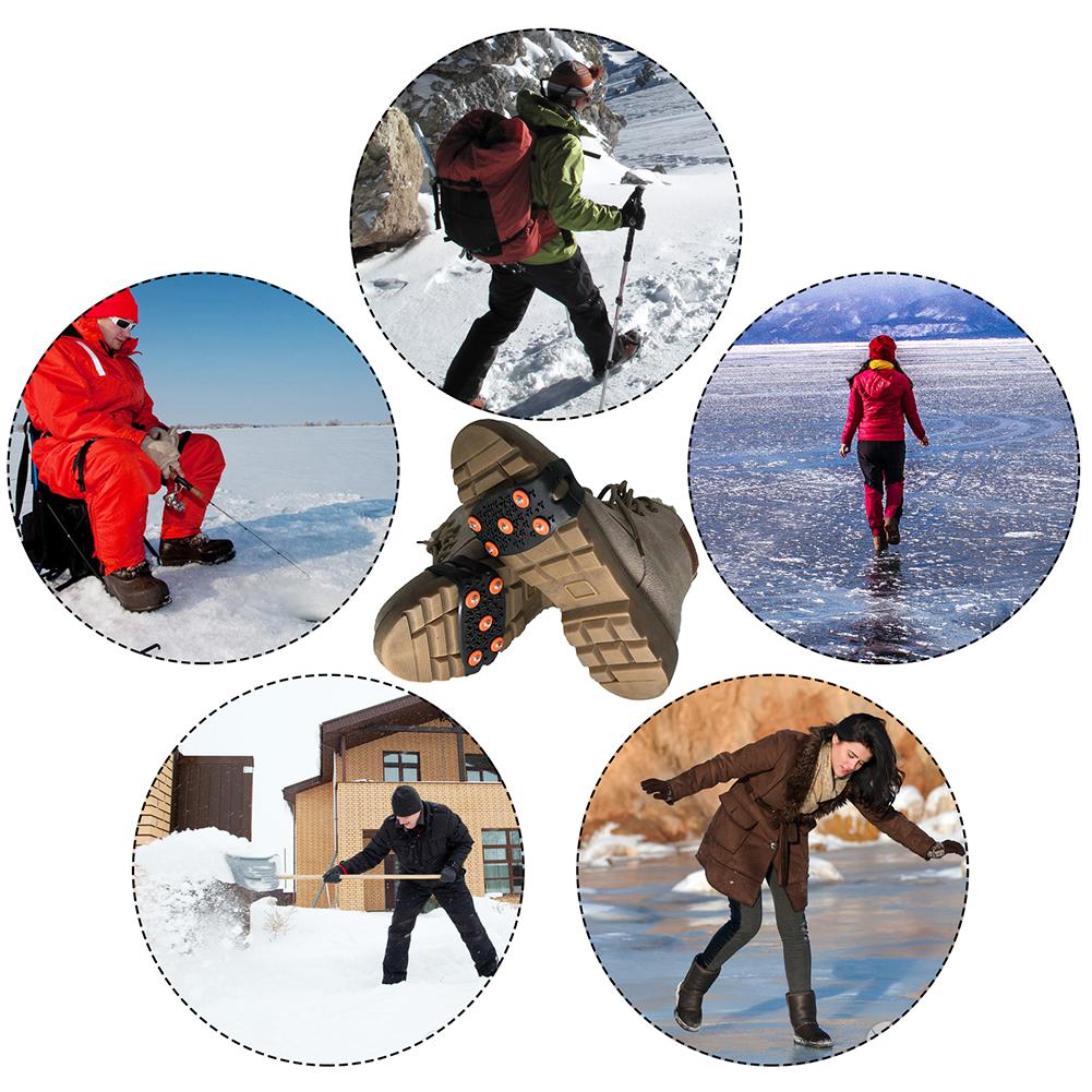 1-3 pairs 5-Stud Snow Ice Claw Unisex Anti Slip Climbing Crampons Grips Shoes Boots Covers Outdoor Chain Shoe Spikes for Winter