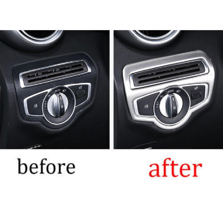 2016- Silver Steel Headlight Switch Control Frame Fit For Benz GLC X253 Trim