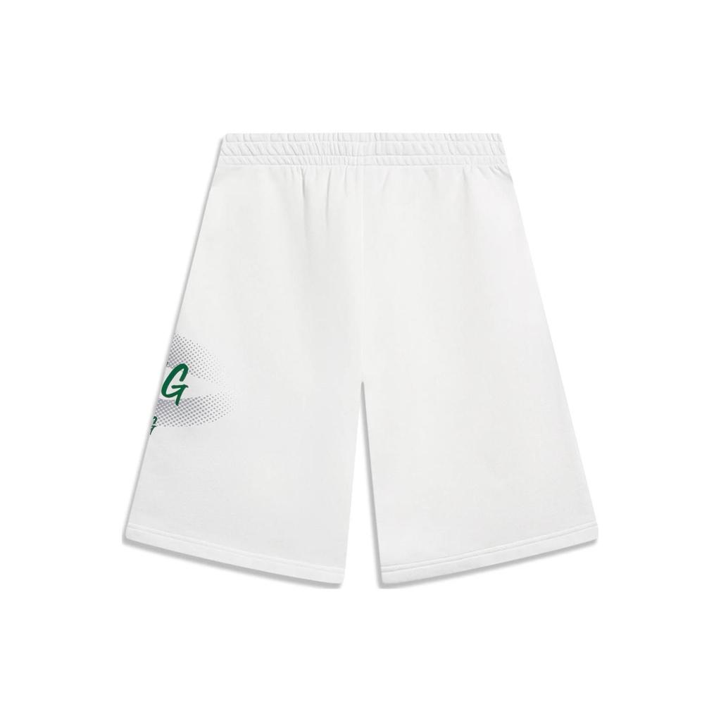 Li-Ning Logo Print Elastic Loose Sports Shorts Men Bottoms Milk-White AKST591-1