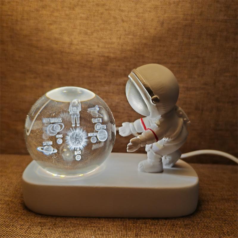 Astronaut Creativ 3D Minge de Cristal Led Lumină de noapte pentru Dormitor Copii Planetă Spațiu Lampă Sistem Solar USB Cadou de Crăciun pentru copii