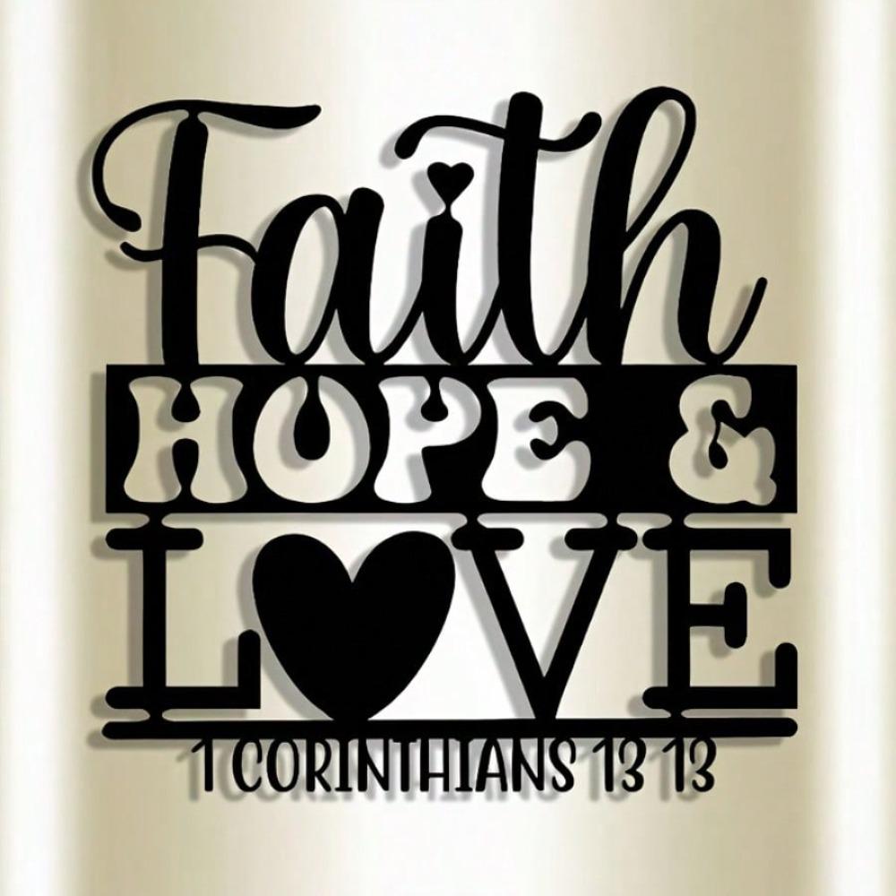 Metal Wall Art Bible Verse 13.13 Love Scripture Sign Vintage Home Decor Office Living Room Bedroom Gift