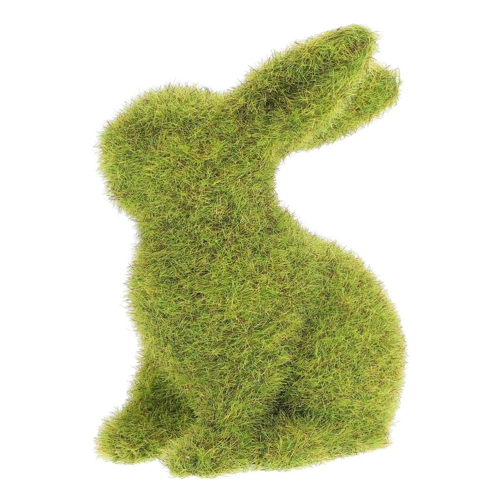 Easter Bunny Decorations,Green Faux Moss Flocked Easter Spring Bunnies Figure
