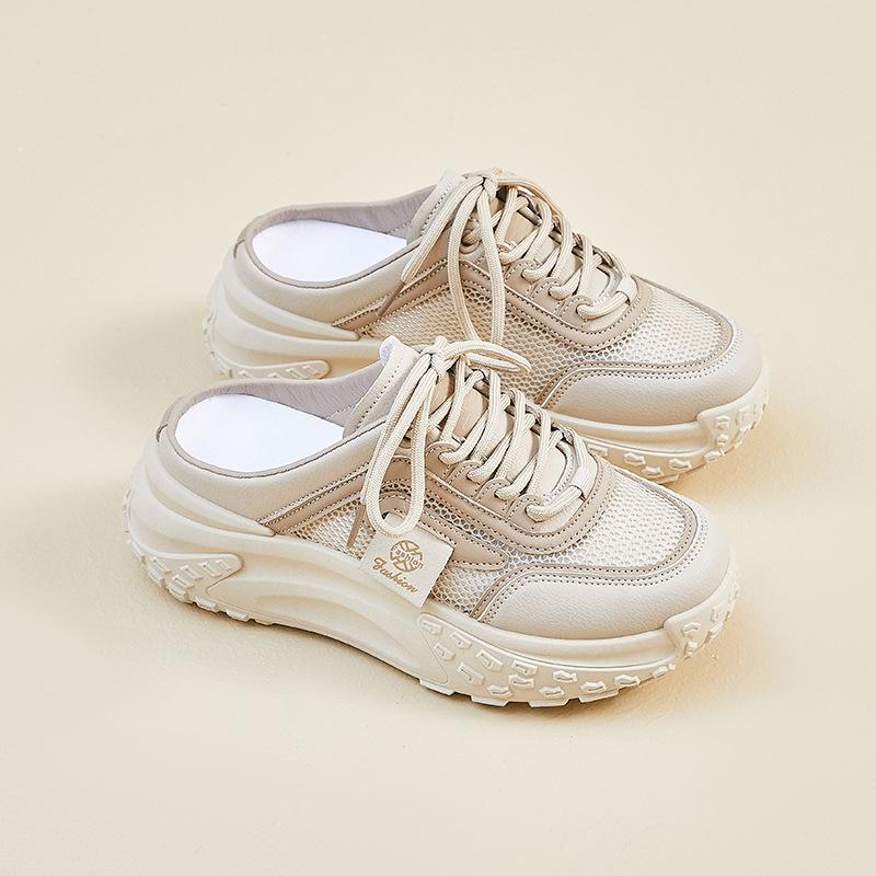 New Summer Half-support Dad Shoes for Women Mesh Breathable Students