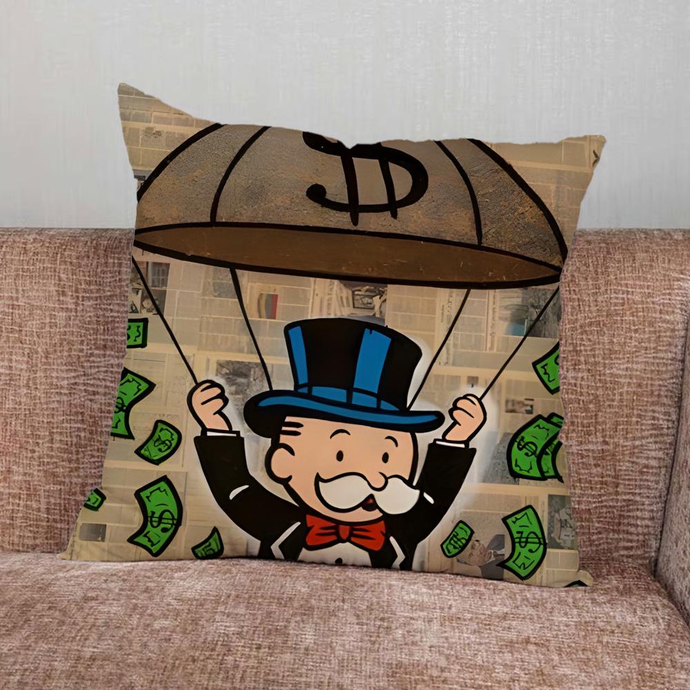 Alec M-Monopoly Draw Pillow Case For Home Bedroom Car Office Decoration Living Room Sofa Cushion Cover Suitable