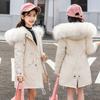 Winter Teen Girls Jacket Velvet Warm Kids Windbreaker Coat for Girls Fur Collar Hooded Parkas Children Outerwear