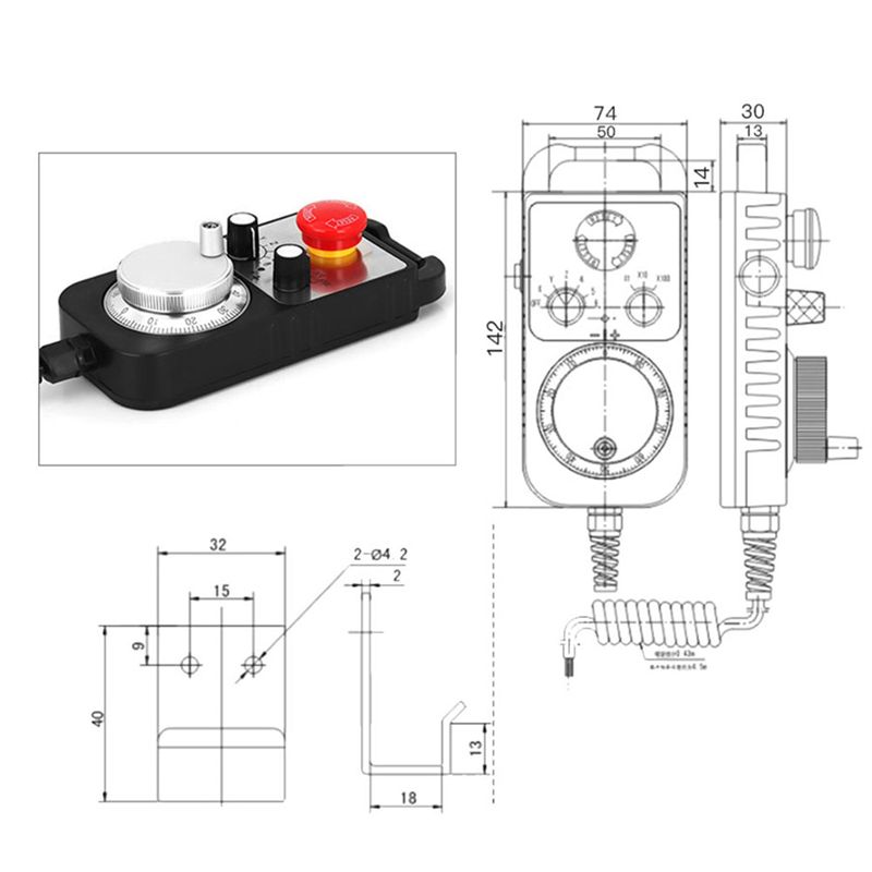A84X-Handrad-Typ Universelles CNC MPG Pendant Handrad 100 Impulse 5V & Not-Aus CNC-Fräser Handrad