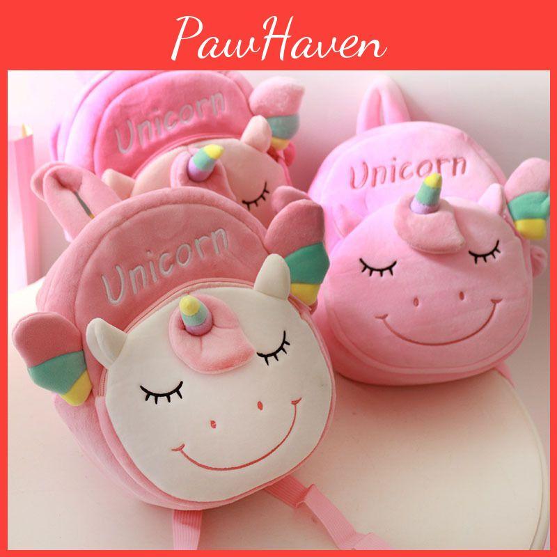 Kawaii Unicorn Plush Backpack For Kids With Soft Mini Coin Purse Pink And White Colors
