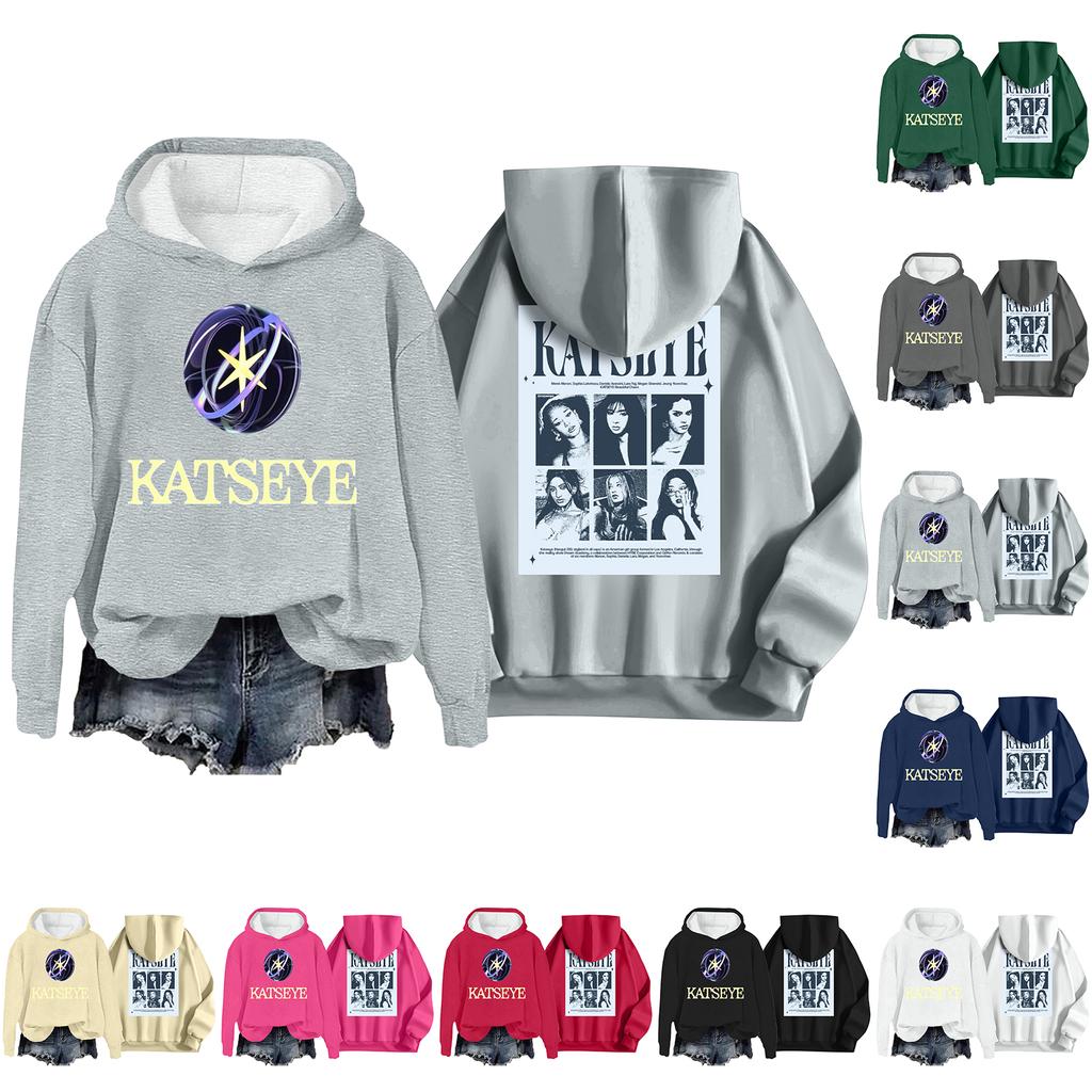 Women's Fashion Casual Long Sleeve Loose Printed Pullover Sports Long Sleeve Hooded Sweatshirt