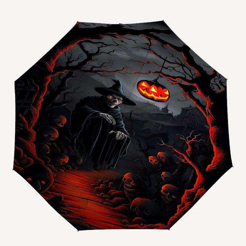 

1pc Halloween spookyOpen/Close Umbrella-Windproof, Compact Travel Umbrella, Sturdy 8-Rib Shaft, Outdoor Accessory, 1039