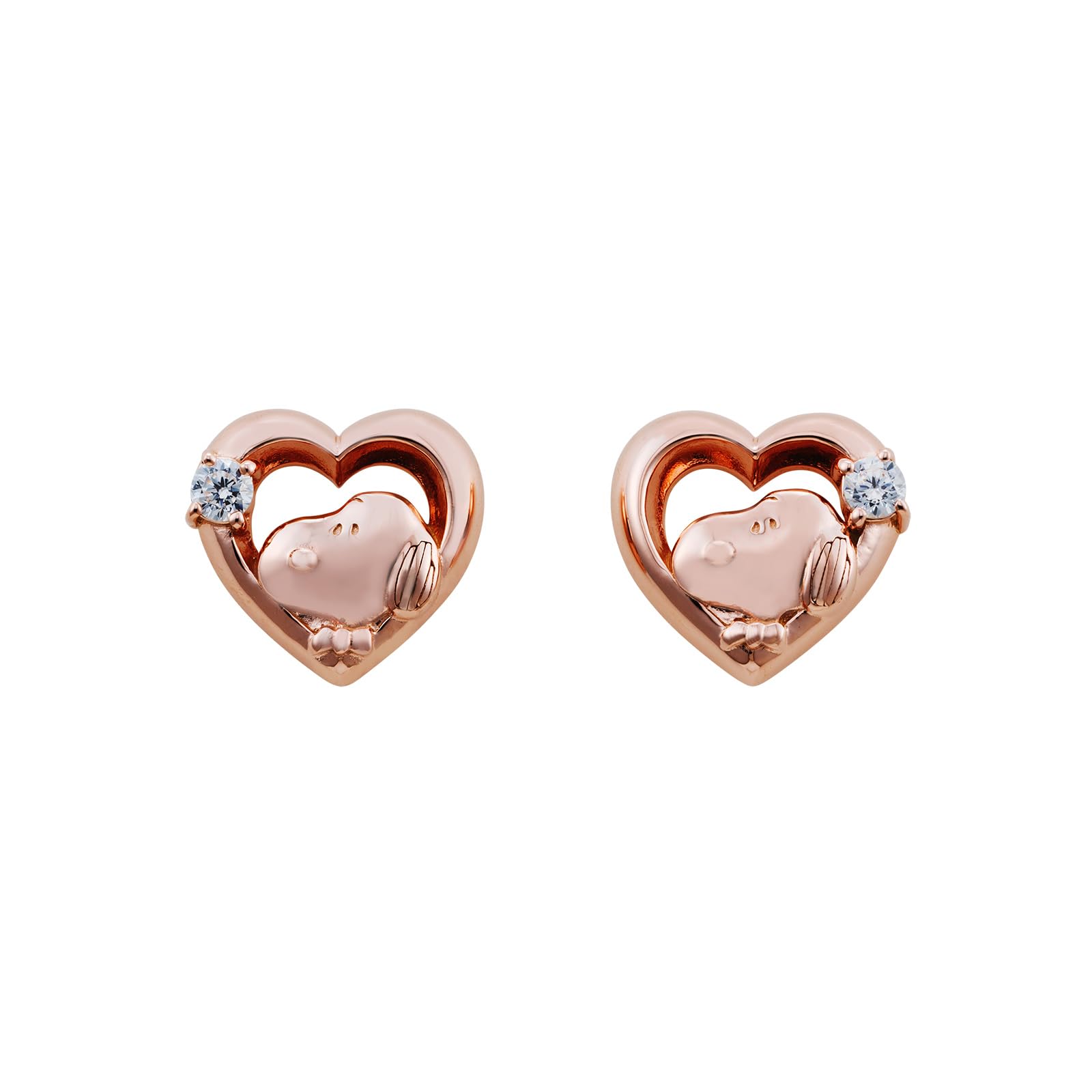 

Snoopy PEANUTS earrings 925 silver pink gold coating set of 2 for both ears heart [White Clover] PNT-P001PG рожевий