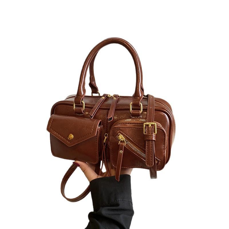 Vintage Maillard Small Bag Women's 2025 New Autumn and Winter Fashion Versatile Messenger Bag Commuter Portable Boston Bag