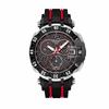 Racing Serie Quarzwerk Drei Augen Multifunktions-Chronograph Uhr Schwarzes Zifferblatt Edelstahlgehäuse Kautschukarmband T092.417.27.207.00