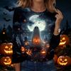 Women's Halloween Graphic Pullover Sweatshirt Long Sleeve Crew Neck Casual Top Comfortable Fit Seasonal Printed Shirt