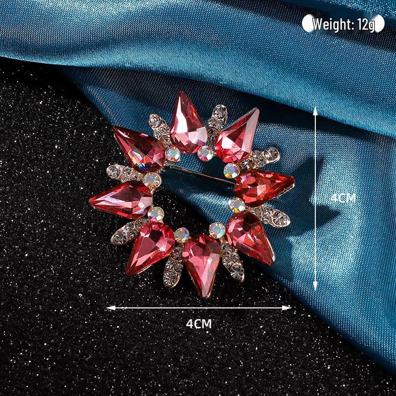 High-End Rose Red Chinese Flower Brooch: Classical Pin for Women's Qipao & Coat Accessories
