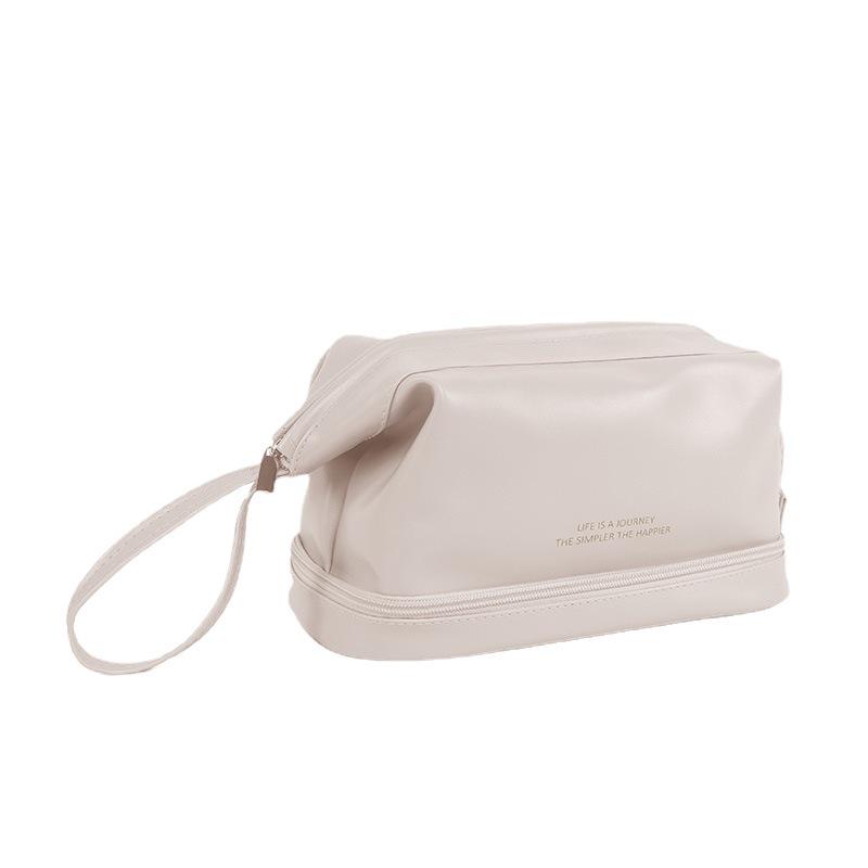 Double-Layer Cloud Makeup Bag - Large Capacity, Portable, Waterproof Toiletry Bag for Travel and Evening Parties.