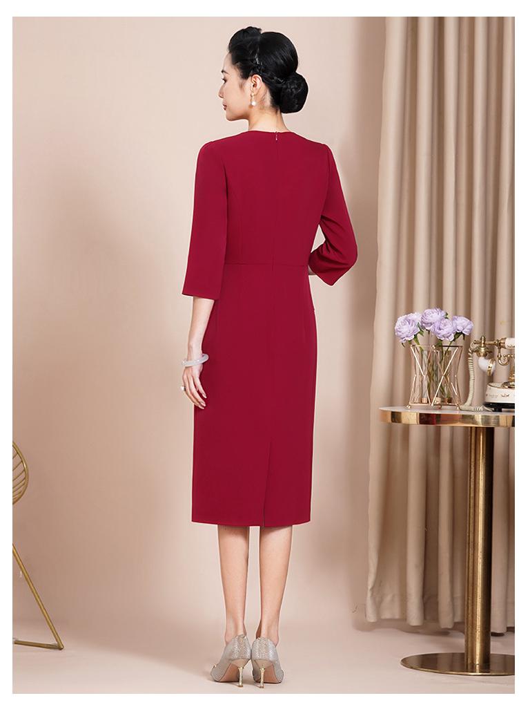 2023 Autumn Elegant Red Ruffled Two-Piece Slimming Dress for Young Mothers