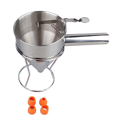 

Chakkiri Pancake Batter Dispenser, 5 Cups/1200 ml, with Stand, Stainless Steel, for Commercial and Home Use