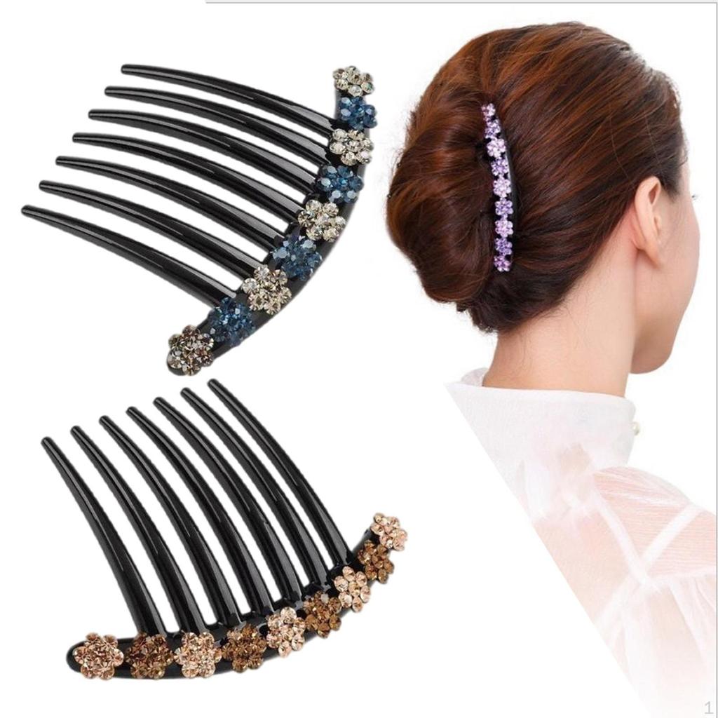 2pcs Rhinestones Hair Comb Clip Updo Bridal Styling Tools