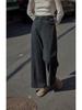 Women's Grey Wool Suit Pants - Autumn Drape, Versatile Wide-Leg, Straight, Solid Color