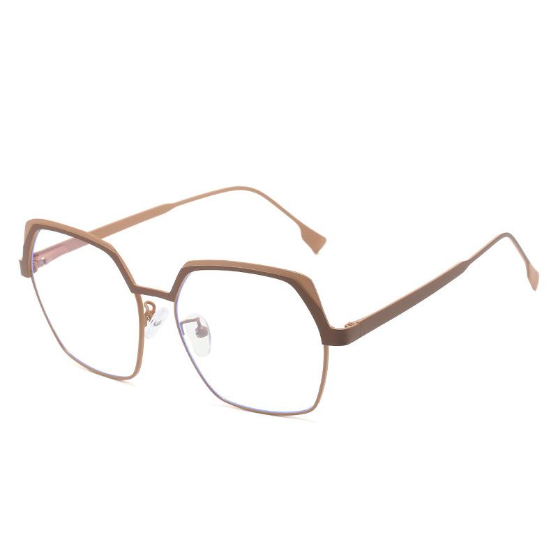 

Ретро металлическая оправа для очков мужская с шелковым краем полигональная оправа для очков женская, оптическая оправа 6015 White film (imitation blue light)