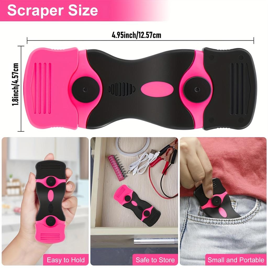 One Set, Adhesive Removal Scraper,glass Scraper,1 Double-headed Scraper + 10 Metal Blades + 10 Plastic Blades,scraper Tool,used for Windows,cleaning