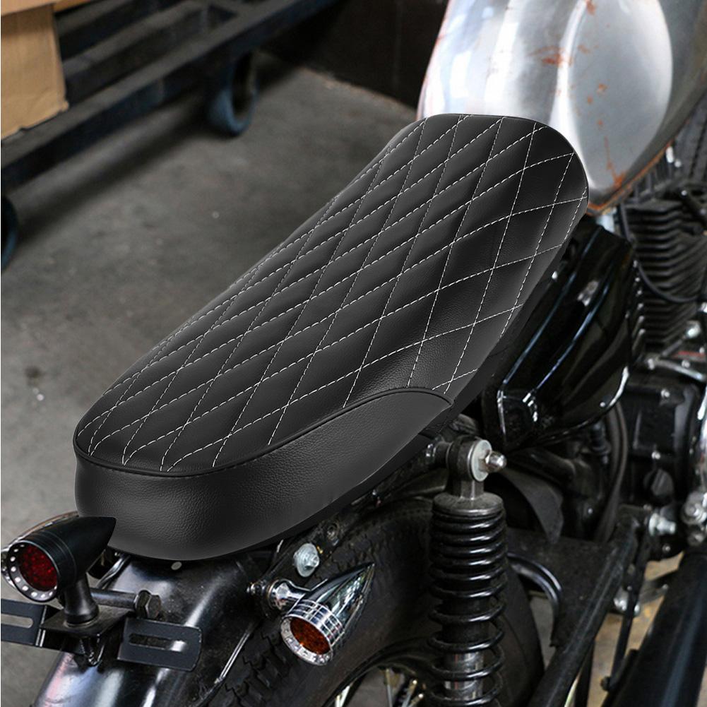 PU Leather Flat Vintage Style Motorcycle Seat Cushion Saddle Fit For CB CL AX100 CG125 Black