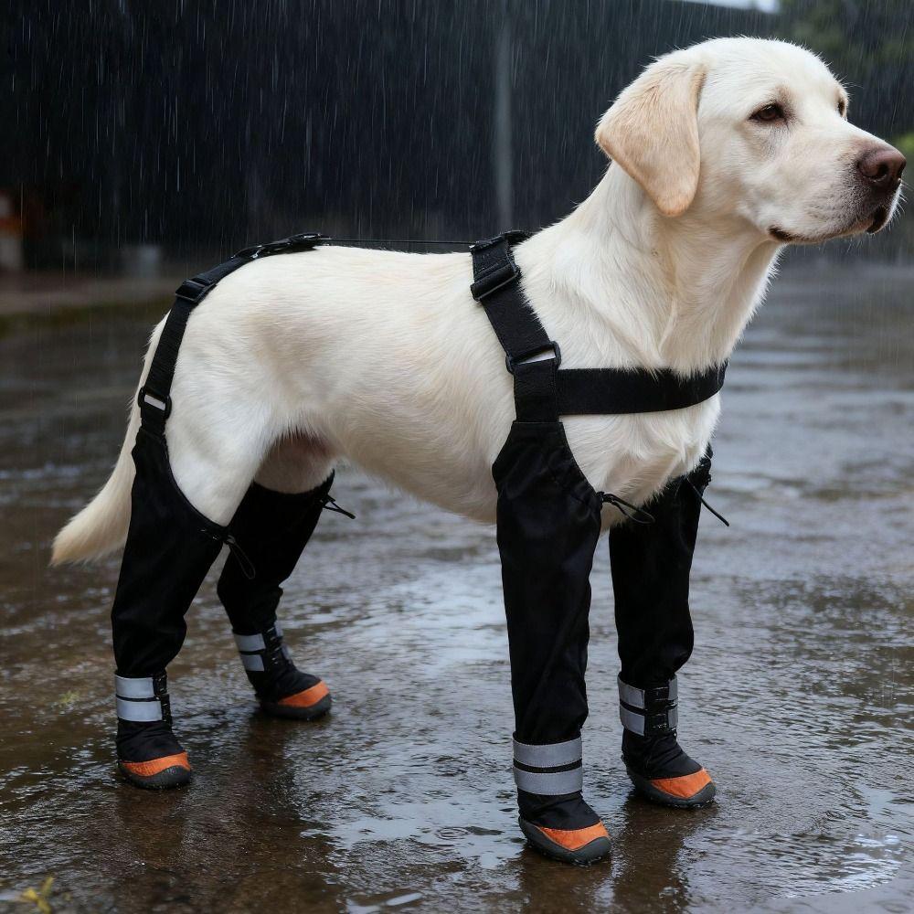 Waterproof Dog Suspender Boots Non-Slip Puppy Paws Protector Easy To Wear Pet Rain Shoes  Winter