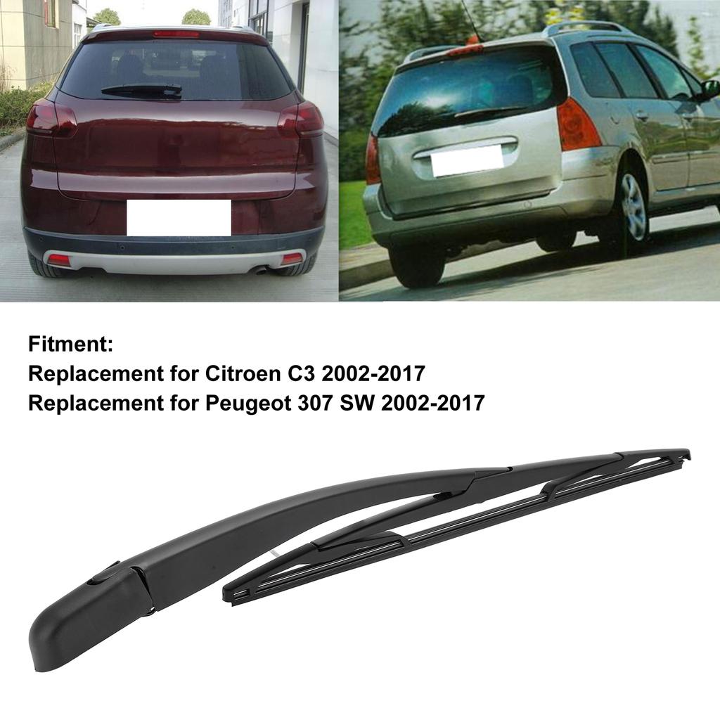 Rear Windshield Wiper Arm Blade Set 6429T8 Parts Replacement for Citroen C3 2002‑2017