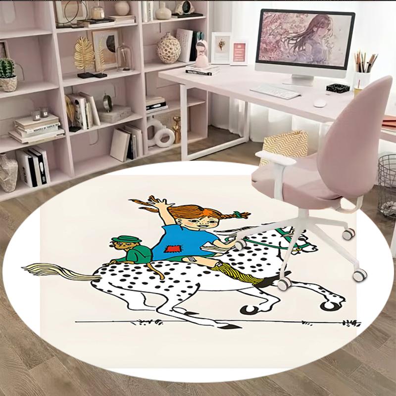 1pc Pippi Longstocking1 Print Round Carpet Chair Round Carpet Suitable for Bedroom Living Room Home Decorative Carpet