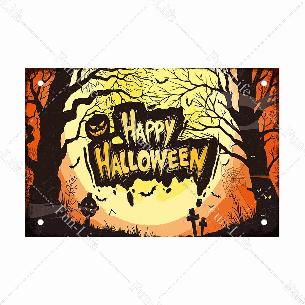 Halloween Shabby Chic Home Bar Festival Vintage Wall Decor Metal Tin Signs Pub Tavern Retro Pumpkin Decorative Plate 20x30cm