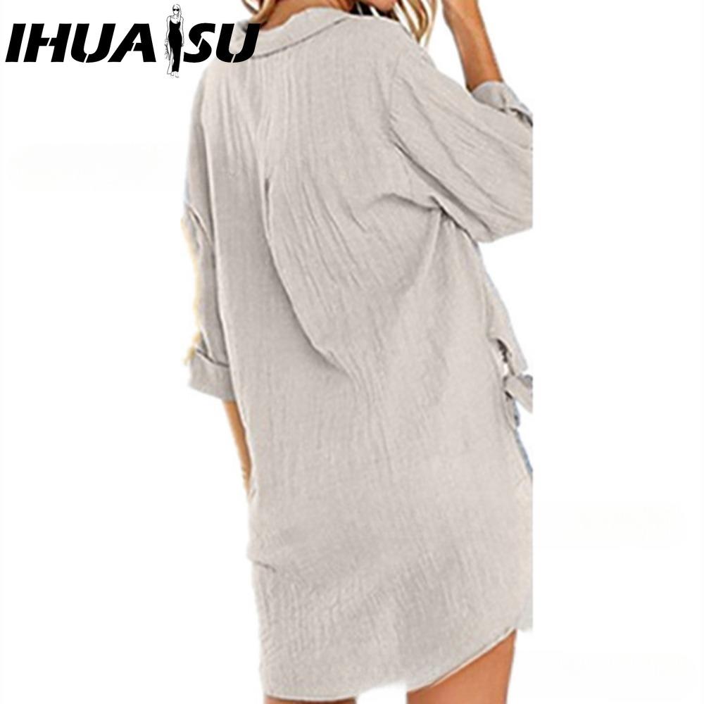 

IHUASU Женская Мода Повседневные Однотонные Блузки и Рубашки с Принтом и Длинным Рукавом и Воротником ПОЛО XXXXXL хаки