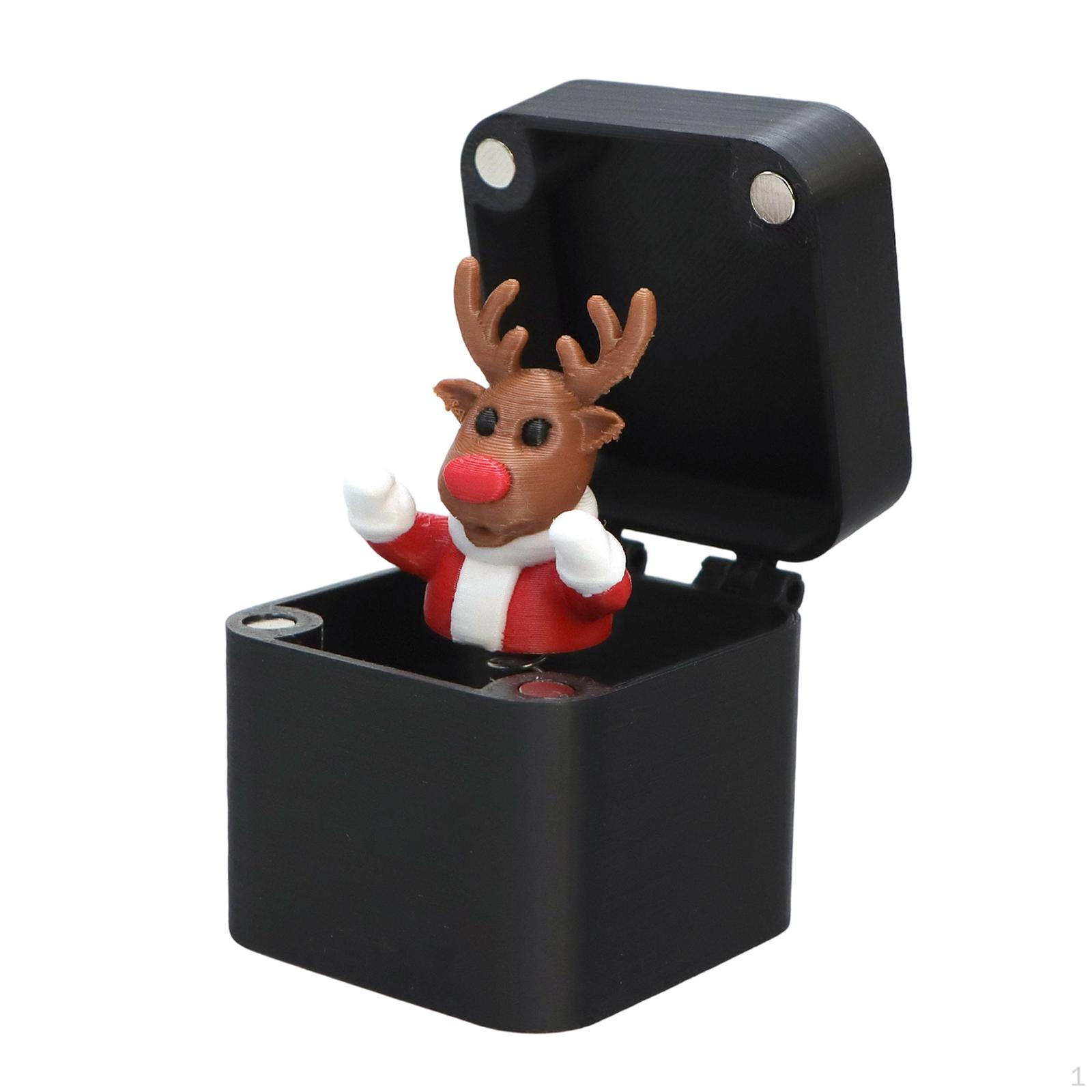 

Christmas Box Funny Gift Decorations Fun Hilarious Ornament with Waving Figure for Desk Home Elk black box