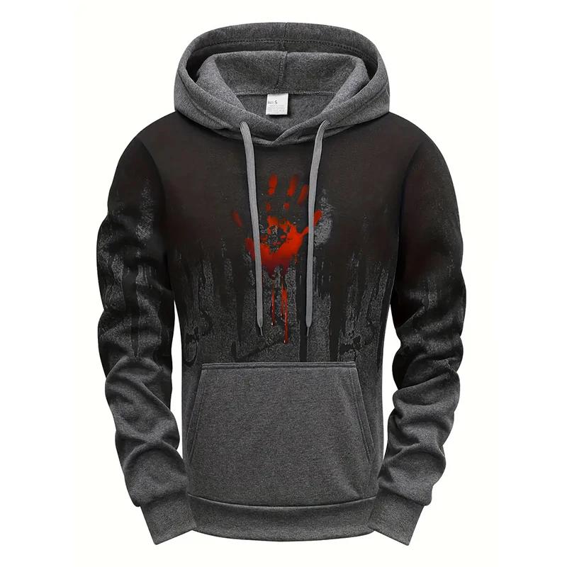 Bloody Handprint Hooded Sweatshirts Men's Daily Sporty Hoodie All Season Home Outdoor Comfort Pullover Gym Fitness Tops