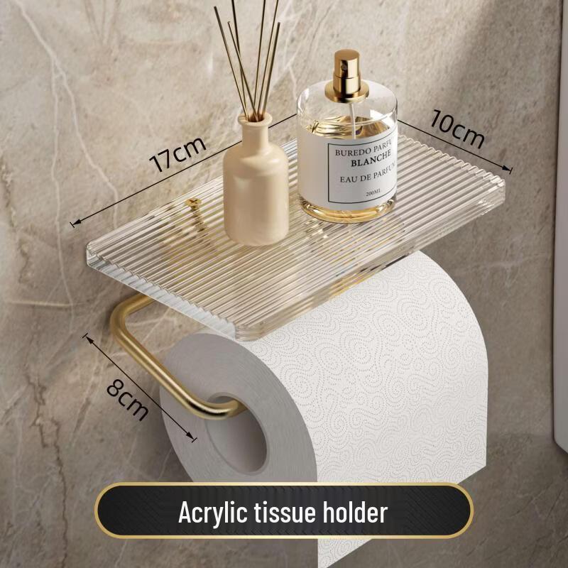 Qiaomeiren No-Punch Acrylic Toilet Paper Holder