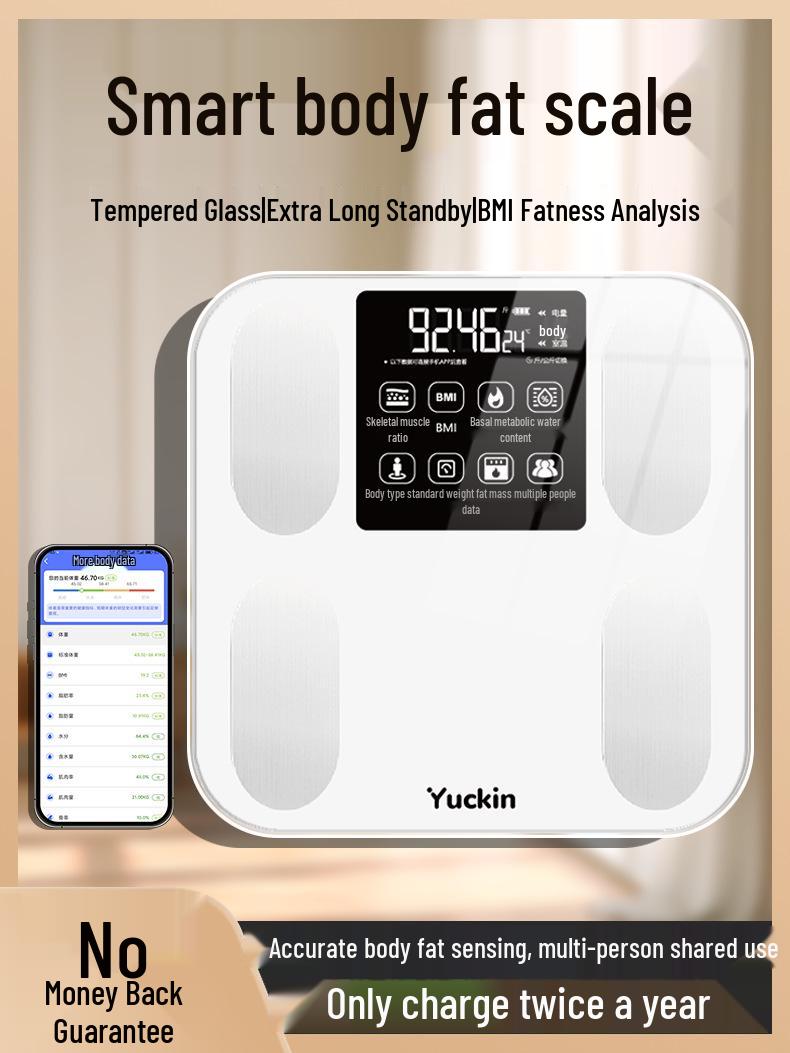 High Precision Bluetooth Rechargeable Body Fat Scale for Home Battery Powered