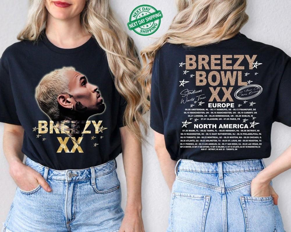 Chris Brown Breezy Bowl XX TShirt Chris Brown Album Shirt Chris Brown Fan Gift Unisex T-Shirt S