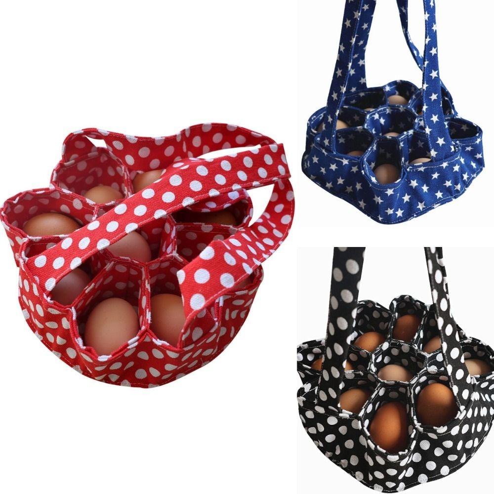 Canvas Portable Egg Collector Egg Bag Fresh Egg Storage Container Egg Basket with 9 Pouches Farms