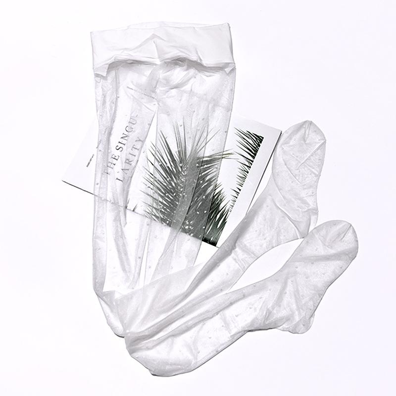 Ultra-Thin Plus Size 512-Needle Polka Dot Stockings with Foot Shape - Seamless, Silky, High-Transparent 360 Gusset.