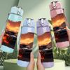 1PC Fire Burning Race Car Scene 750ml Color Plastic Sports Water Bottle Leakproof Flip Straw Lid Suitable for Sports Office Home Use