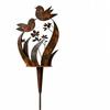 Rustikaler Vogel & Wildblumen Metall-Gartenstecker, Dekorative Hofkunst für Rasen & Terrasse im Freien