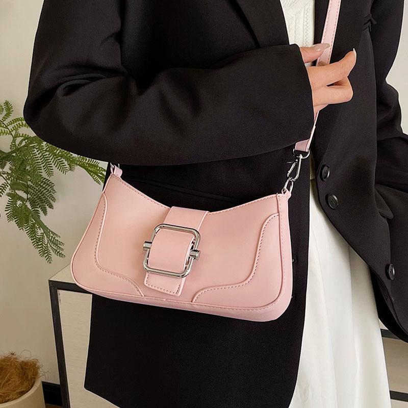 Pink Underarm Bag for Women  Spring Summer New Simple Versatile Shoulder Bags Simple Texture Fashion Crossbody Bag