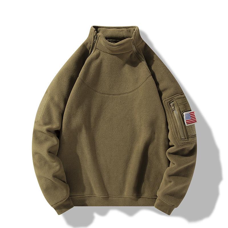 Tactical Fleece Windproof Autumn and Winter Fleece Thickened Versatile Stand-up Collar Half Cardigan Men's Outdoor Jacket Men