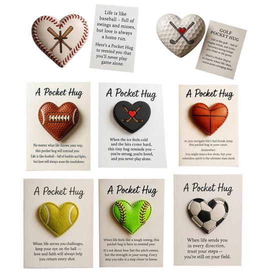 Love Heart Baseball Pocket Hug with Positive Card Emotional Support Heart Shaped Baseball Pocket