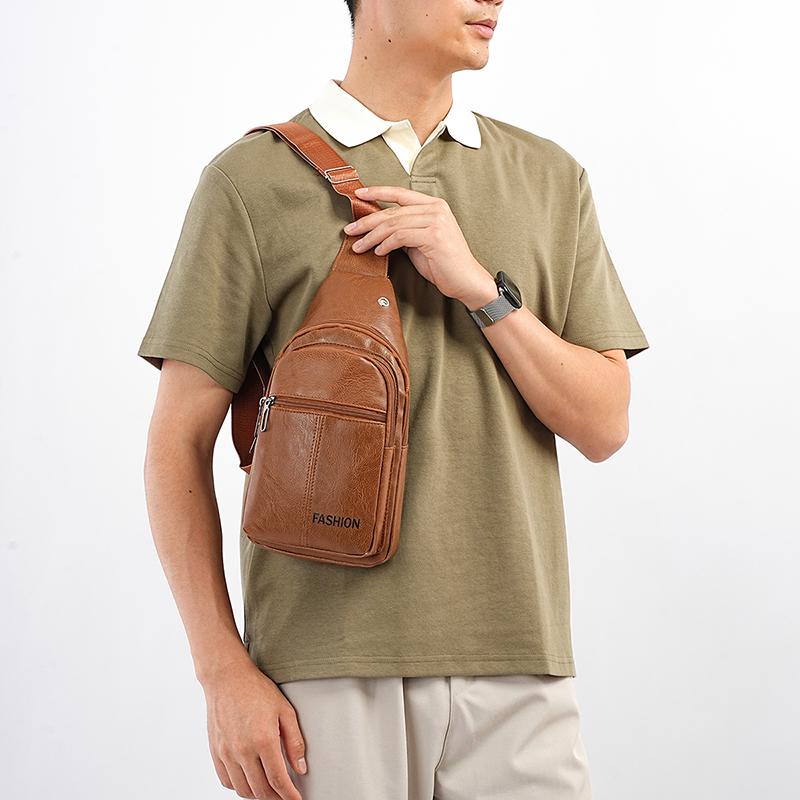 PU Chest Bag Men's Outdoor Shoulder Bag Crossbody Bag