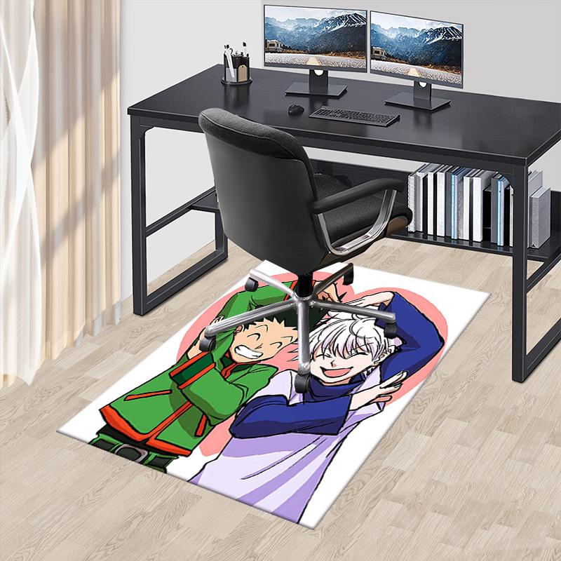 

1pc Anime Cartoon Design Office Chair Mat - Inuyasha and Kagome Heart Shape Decorative Rug for Home Office, Festival Gift, Suitable for Offices, Livin 60cm by 90cm