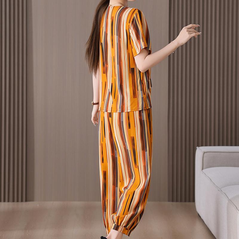 Summer Women's Two Pieces Set Plus Size Elegant Cotton Linen Pant Sets Casual Ladies Clothes