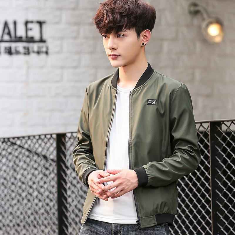 

Весна Молодежь Повседневная мужская куртка Куртка Бейсбольная форма Мужская куртка XXXL армия зеленый