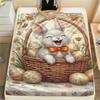 1Pc Basketsanimals Print Flannel Blanket, High Quality Comfortable for All Seasons, Home Decor, Warmth and Comfort, Perfect for Christmas Gifts