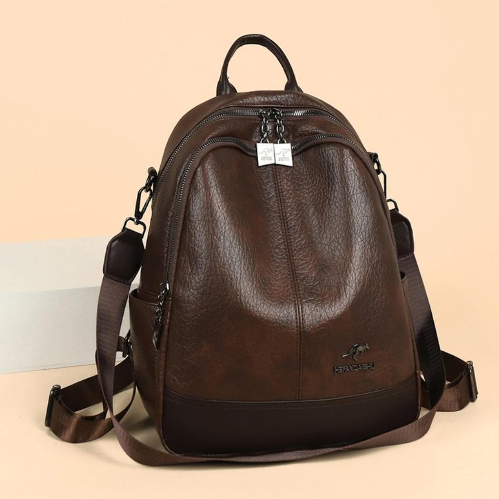 Backpack Unisex PU Multi Compartment Adjustable Strap Commuting Travel